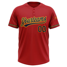 Load image into Gallery viewer, Custom Red Navy-Yellow Two-Button Unisex Softball Jersey