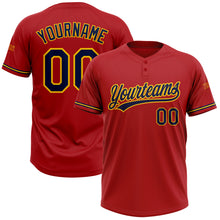 Load image into Gallery viewer, Custom Red Navy-Yellow Two-Button Unisex Softball Jersey