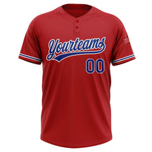 Load image into Gallery viewer, Custom Red Royal-White Two-Button Unisex Softball Jersey