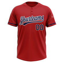 Load image into Gallery viewer, Custom Red Navy-White Two-Button Unisex Softball Jersey