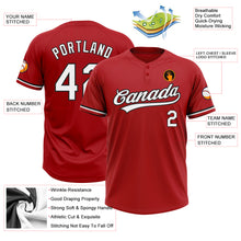 Load image into Gallery viewer, Custom Red White-Black Two-Button Unisex Softball Jersey