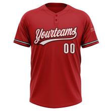 Load image into Gallery viewer, Custom Red White-Black Two-Button Unisex Softball Jersey