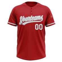 Load image into Gallery viewer, Custom Red White-Gray Two-Button Unisex Softball Jersey