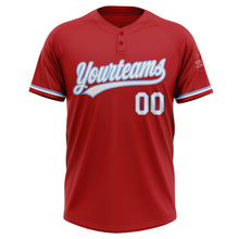 Load image into Gallery viewer, Custom Red White-Light Blue Two-Button Unisex Softball Jersey