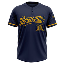 Load image into Gallery viewer, Custom Navy Navy-Gold Two-Button Unisex Softball Jersey