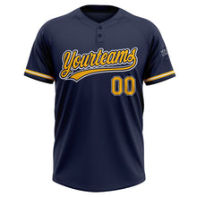 Load image into Gallery viewer, Custom Navy Gold-White Two-Button Unisex Softball Jersey