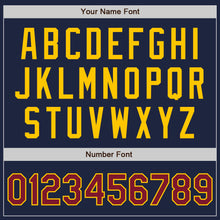 Load image into Gallery viewer, Custom Navy Crimson-Yellow Two-Button Unisex Softball Jersey