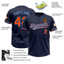Load image into Gallery viewer, Custom Navy Orange-Powder Blue Two-Button Unisex Softball Jersey