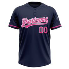 Load image into Gallery viewer, Custom Navy Pink-White Two-Button Unisex Softball Jersey