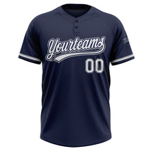 Load image into Gallery viewer, Custom Navy White-Gray Two-Button Unisex Softball Jersey