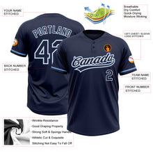 Load image into Gallery viewer, Custom Navy Navy-Light Blue Two-Button Unisex Softball Jersey