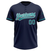 Load image into Gallery viewer, Custom Navy Teal-White Two-Button Unisex Softball Jersey