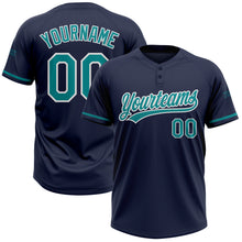 Load image into Gallery viewer, Custom Navy Teal-White Two-Button Unisex Softball Jersey
