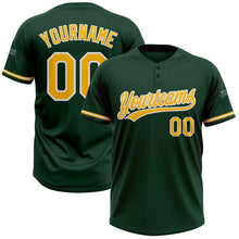 Load image into Gallery viewer, Custom Green Gold-White Two-Button Unisex Softball Jersey