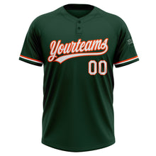 Load image into Gallery viewer, Custom Green White-Orange Two-Button Unisex Softball Jersey