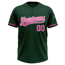 Load image into Gallery viewer, Custom Green Pink-White Two-Button Unisex Softball Jersey