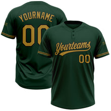 Load image into Gallery viewer, Custom Green Old Gold-Black Two-Button Unisex Softball Jersey