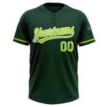 Load image into Gallery viewer, Custom Green Neon Green-White Two-Button Unisex Softball Jersey
