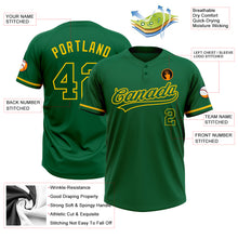 Load image into Gallery viewer, Custom Kelly Green Kelly Green-Yellow Two-Button Unisex Softball Jersey
