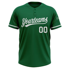 Load image into Gallery viewer, Custom Kelly Green White Two-Button Unisex Softball Jersey