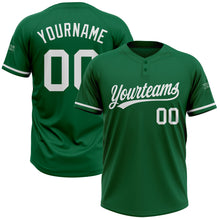 Load image into Gallery viewer, Custom Kelly Green White Two-Button Unisex Softball Jersey
