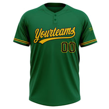 Load image into Gallery viewer, Custom Kelly Green Black-Yellow Two-Button Unisex Softball Jersey