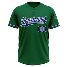 Load image into Gallery viewer, Custom Kelly Green Royal-White Two-Button Unisex Softball Jersey
