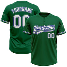 Load image into Gallery viewer, Custom Kelly Green White Royal-Gray Two-Button Unisex Softball Jersey