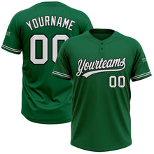 Load image into Gallery viewer, Custom Kelly Green White-Black Two-Button Unisex Softball Jersey