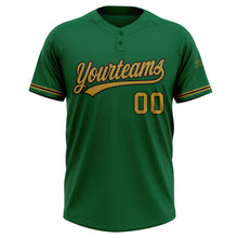 Load image into Gallery viewer, Custom Kelly Green Old Gold-Black Two-Button Unisex Softball Jersey