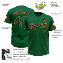 Load image into Gallery viewer, Custom Kelly Green Black-Old Gold Two-Button Unisex Softball Jersey