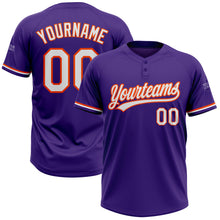 Load image into Gallery viewer, Custom Purple White-Orange Two-Button Unisex Softball Jersey