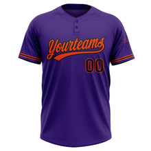 Load image into Gallery viewer, Custom Purple Black-Orange Two-Button Unisex Softball Jersey