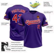Load image into Gallery viewer, Custom Purple Red-White Two-Button Unisex Softball Jersey