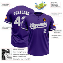 Load image into Gallery viewer, Custom Purple Gray-White Two-Button Unisex Softball Jersey