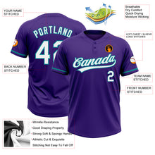 Load image into Gallery viewer, Custom Purple White-Teal Two-Button Unisex Softball Jersey