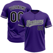 Load image into Gallery viewer, Custom Purple Black-White Two-Button Unisex Softball Jersey