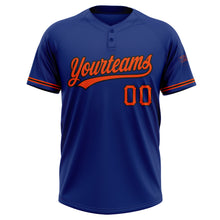 Load image into Gallery viewer, Custom Royal Orange-Black Two-Button Unisex Softball Jersey