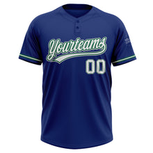 Load image into Gallery viewer, Custom Royal White Kelly Green-Gray Two-Button Unisex Softball Jersey