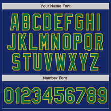 Load image into Gallery viewer, Custom Royal Kelly Green-Yellow Two-Button Unisex Softball Jersey