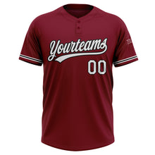 Load image into Gallery viewer, Custom Crimson White-Black Two-Button Unisex Softball Jersey