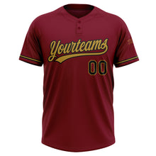 Load image into Gallery viewer, Custom Crimson Black-Old Gold Two-Button Unisex Softball Jersey