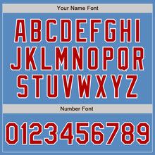 Load image into Gallery viewer, Custom Powder Blue Red-White Two-Button Unisex Softball Jersey