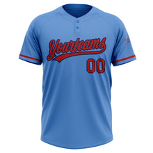 Load image into Gallery viewer, Custom Powder Blue Red-Navy Two-Button Unisex Softball Jersey