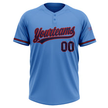 Load image into Gallery viewer, Custom Powder Blue Navy-Red Two-Button Unisex Softball Jersey
