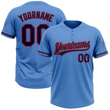 Load image into Gallery viewer, Custom Powder Blue Navy-Red Two-Button Unisex Softball Jersey