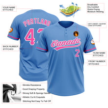 Load image into Gallery viewer, Custom Powder Blue Pink-White Two-Button Unisex Softball Jersey