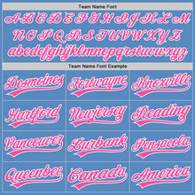 Load image into Gallery viewer, Custom Powder Blue Pink-White Two-Button Unisex Softball Jersey
