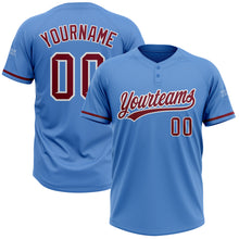 Load image into Gallery viewer, Custom Powder Blue Crimson-White Two-Button Unisex Softball Jersey