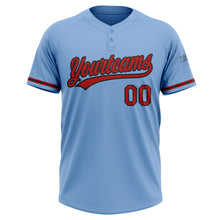 Load image into Gallery viewer, Custom Light Blue Red-Black Two-Button Unisex Softball Jersey